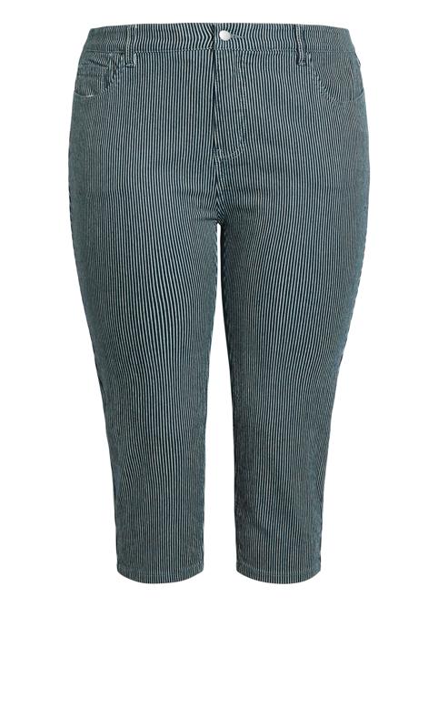 Evans Blue Stripe Print Cropped Trousers 6