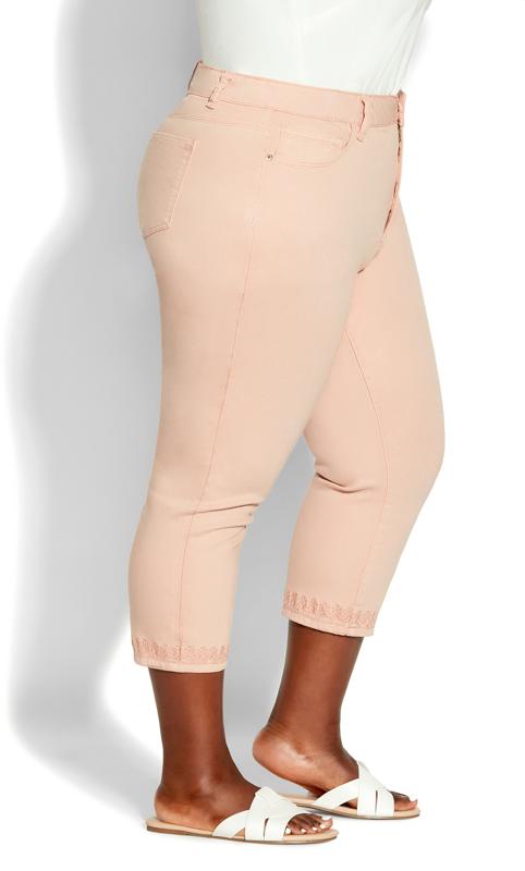 Evans Pale Pink Embroided Crop Trousers 6