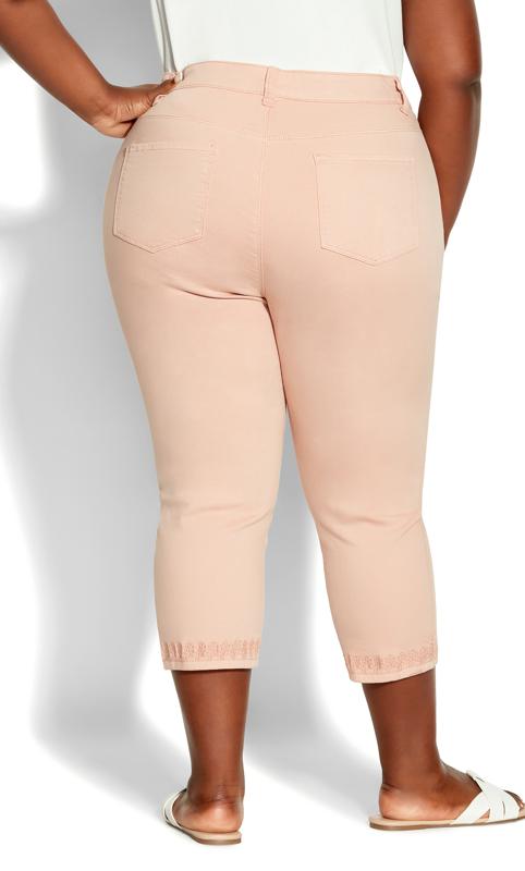 Evans Pale Pink Embroided Crop Trousers 7