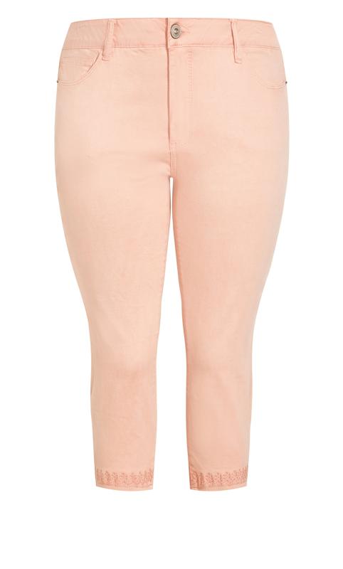 Evans Pale Pink Embroided Crop Trousers 8