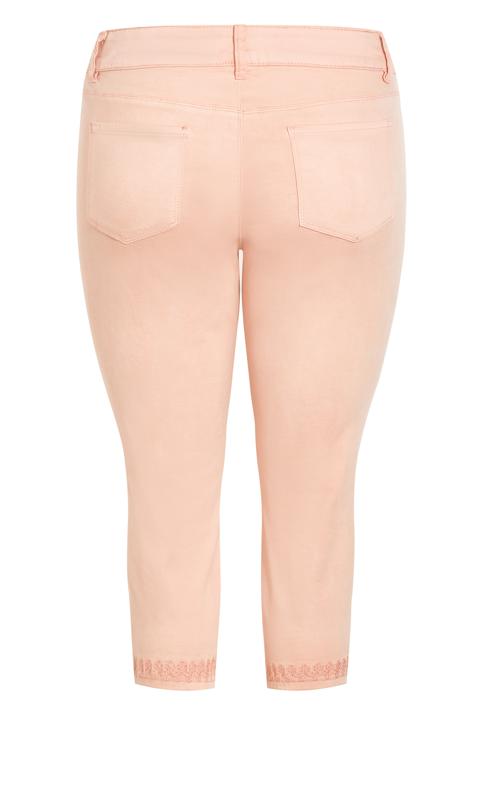 Evans Pale Pink Embroided Crop Trousers 9