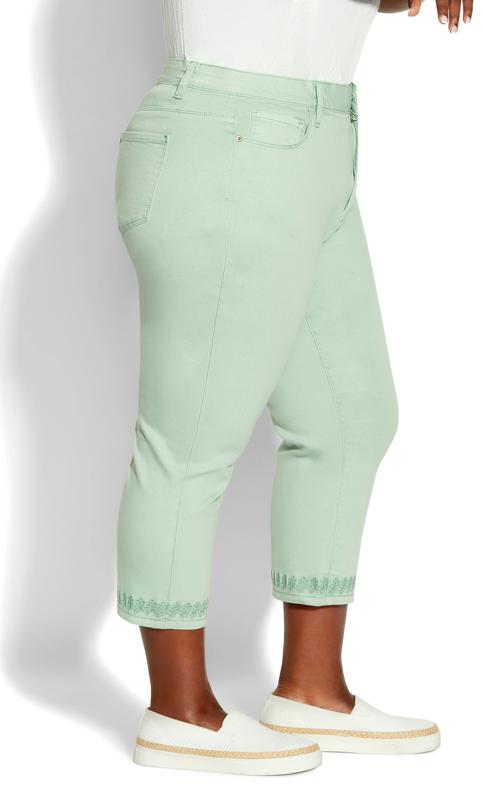 Evans Mint Green Embrioded Cropped Jeans 4
