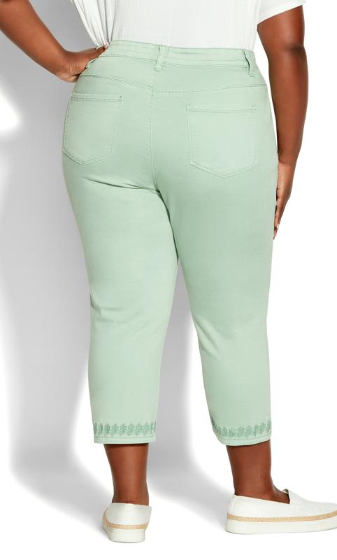 Evans Mint Green Embrioded Cropped Jeans 5