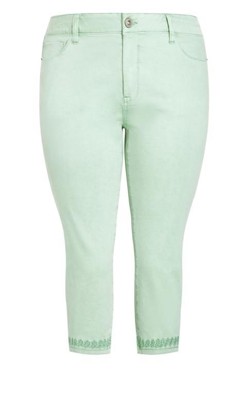 Evans Mint Green Embrioded Cropped Jeans 6
