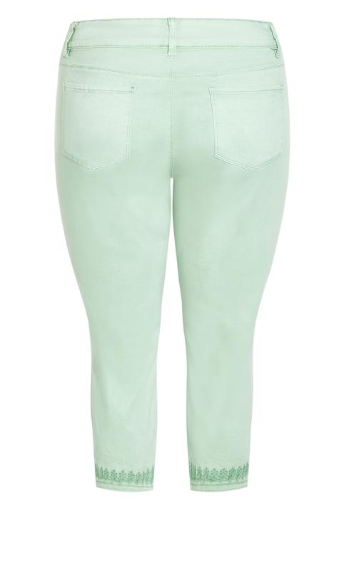 Evans Mint Green Embrioded Cropped Jeans 7