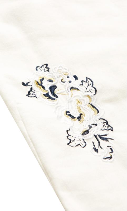 Evans White Embroidered Turn Up Denim Crop 8