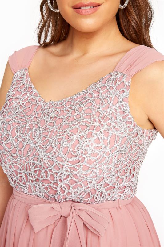 Pink Sleeveless Crochet Overlay Maxi 
