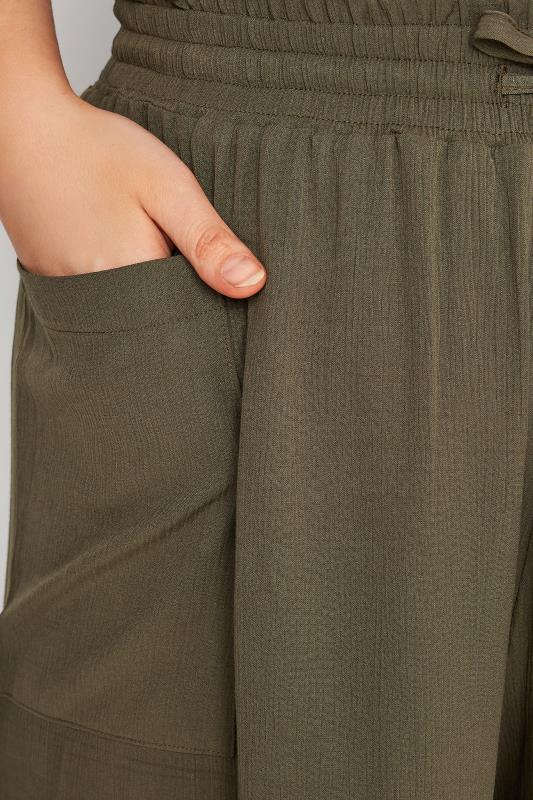 Plus Size Khaki Green Crinkle Culottes | Yours Clothing 3