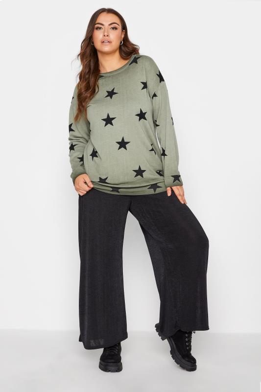 Curve Green Star Print Sweatshirt 2
