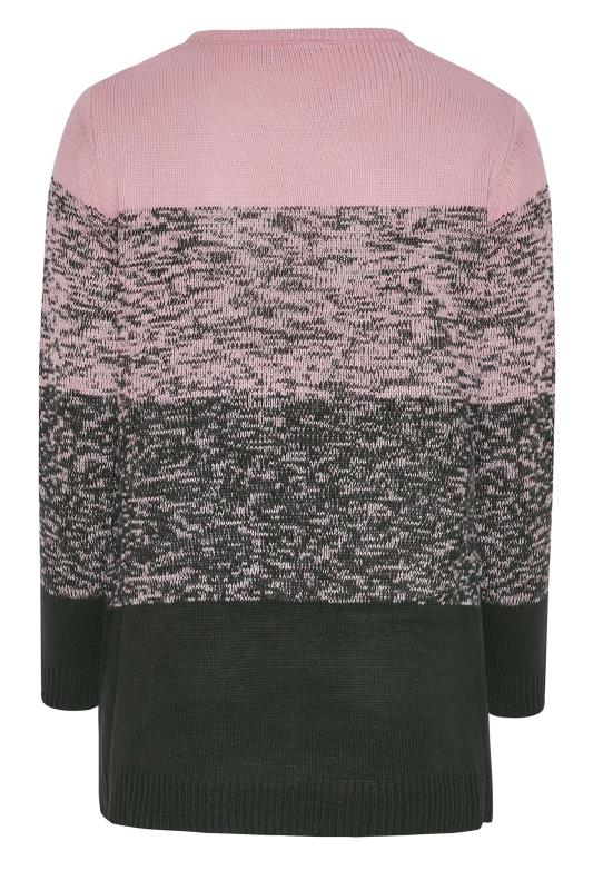 Plus Size Pink Colour Block Jumper | Yours Clothing 7