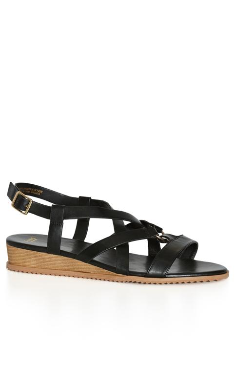 Plus Size  Evans Black WIDE FIT O Ring Strappy Sandal