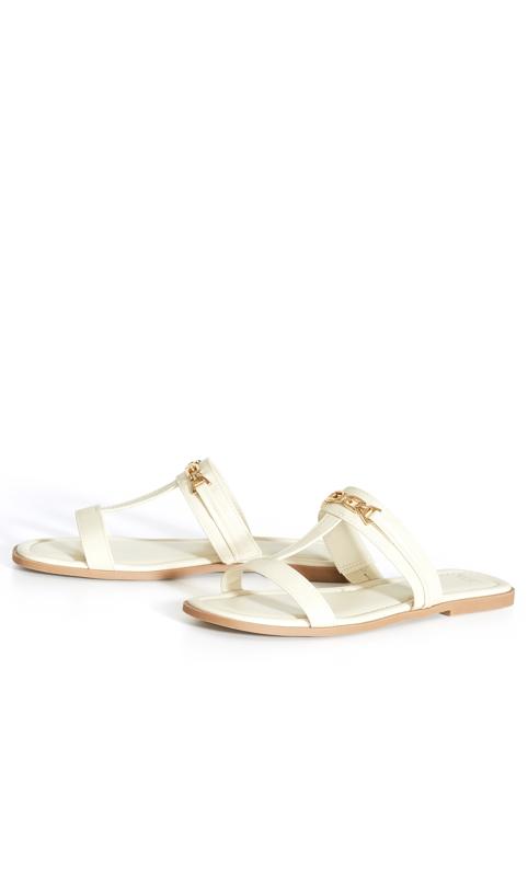 Wide Fit Strappy Chain Slide Ivory 6