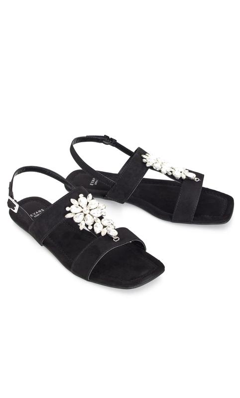 Wide Fit Embellished Sandal Black 7