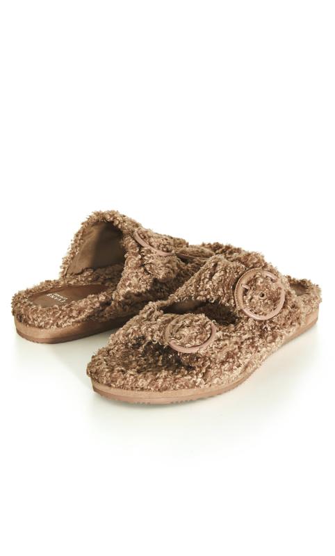 Wide Fit Fluffy Slide Taupe 6