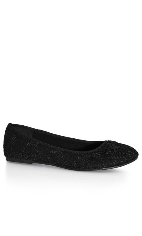 WIDE FIT Crochet Ballet Flat - black 1