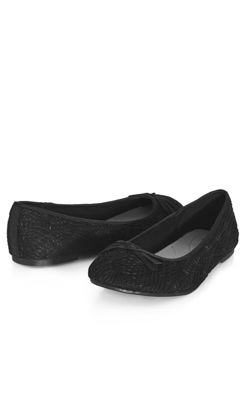 WIDE FIT Crochet Ballet Flat - black 6