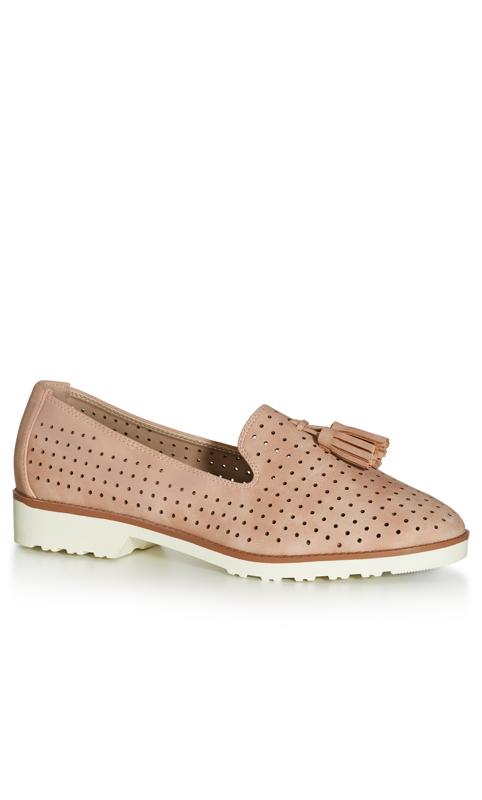 Plus Size  Evans Pink WIDE FIT Perforated Loafer