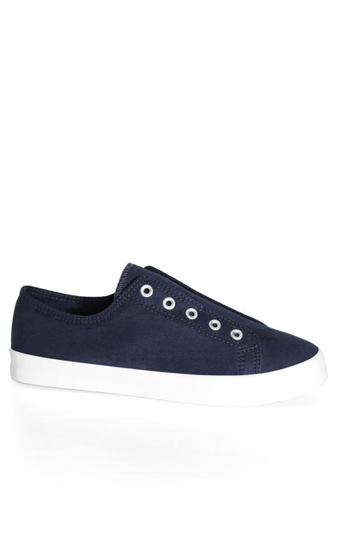 Evans Navy WIDE FIT Laceless Trainer 1