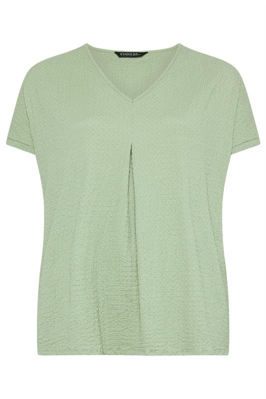 EVANS Plus Size Sage Green Plisse Pleat Top | Evans 5