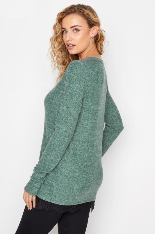 LTS Tall Green Lace Hem Knitted Jumper 3