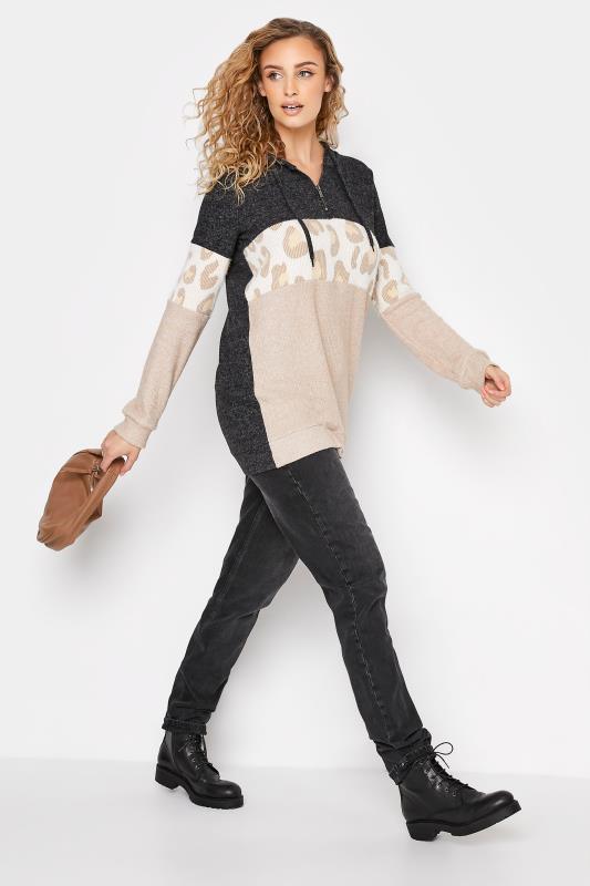 Tall Women's LTS Grey & Cream Colourblock Quarter Zip Knitted Hoodie | Long Tall Sally 2