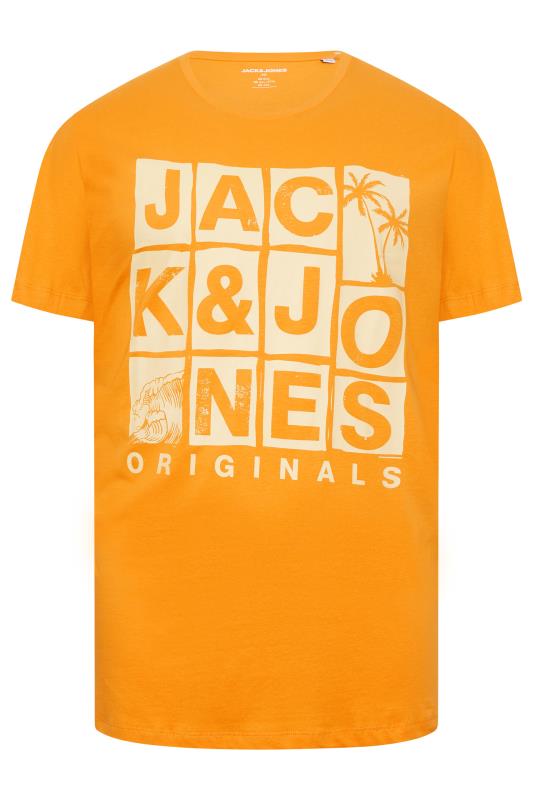 JACK & JONES Big & Tall Orange Originals Logo Print T-Shirt | BadRhino 3