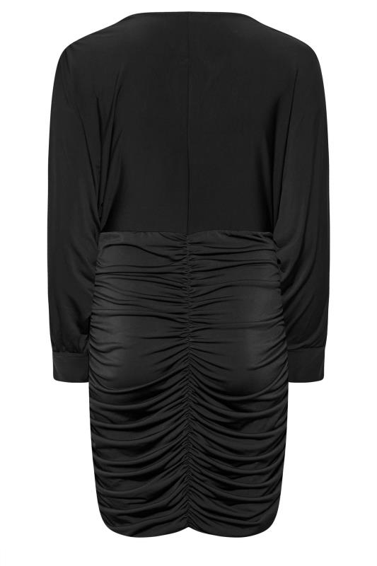 YOURS LONDON Plus Size Black Ruched Bodycon Dress | Yours Clothing 7