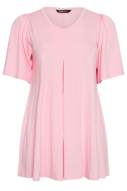 Plus Size Light Pink Pleat Angel Sleeve Swing Top | Yours Clothing 5