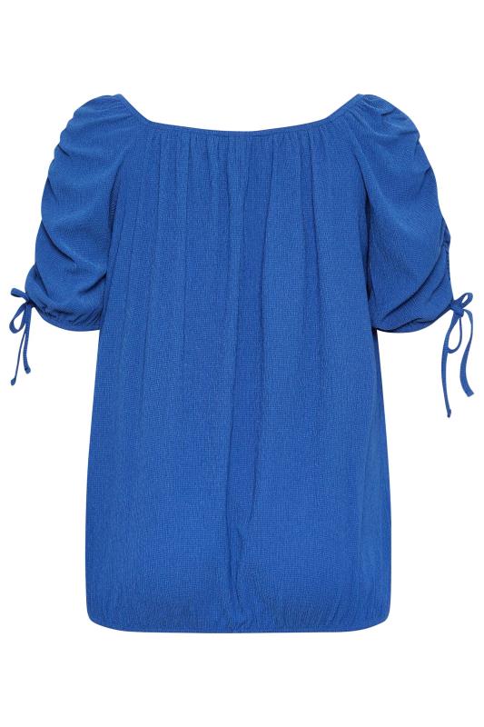 YOURS Plus Size Blue Textured Bubble Hem Top | Yours Clothing 6