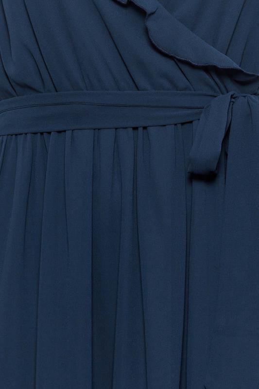 YOURS LONDON Plus Size Navy Blue Ruffle Wrap Dress | Yours Clothing 5