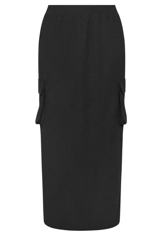 YOURS Plus Size Black Textured Utility Maxi Skirt | Yours Clothing 5