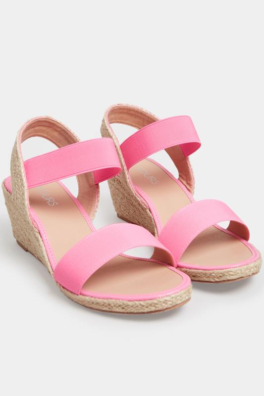 Plus Size  Pink Espadrille Wedges In Wide E Fit & Extra Wide EEE Fit