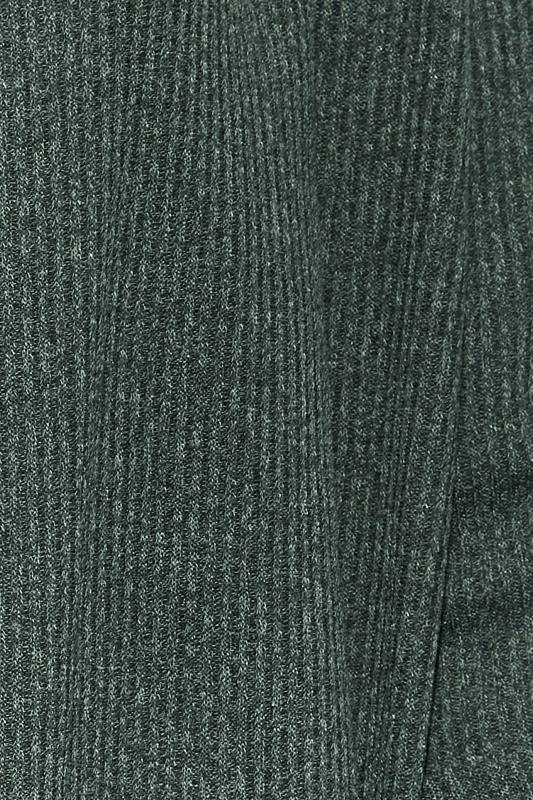 Plus Size Forest Green Ribbed Roll Tab Cardigan | Yours Clothing 5