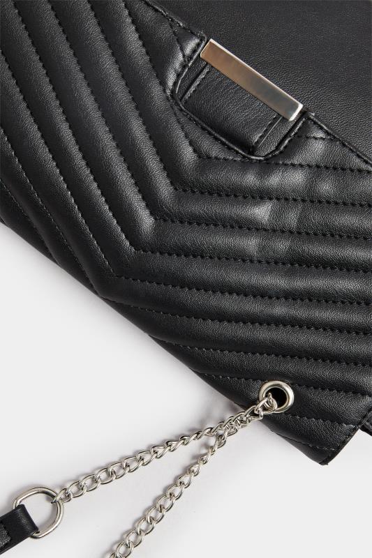Black Quilted Double Chain Shoulder Bag  5