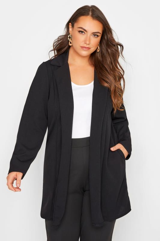LIMITED COLLECTION Plus Size Black Longline Blazer | Yours Clothing 1