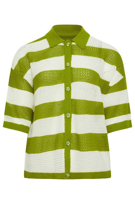 LIMITED COLLECTION Plus Size Green Stripe Boxy Knitted Shirt | Yours Clothing 5