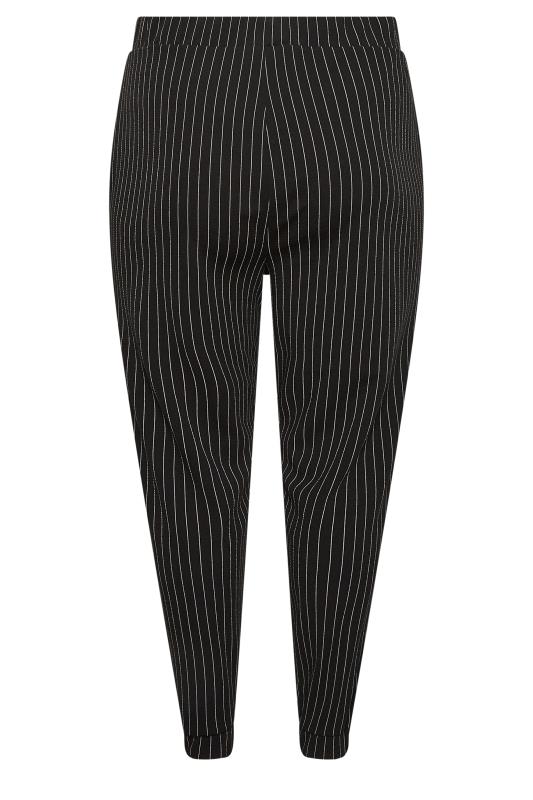 YOURS Plus Size Black Pinstripe Joggers | Yours Clothing 5