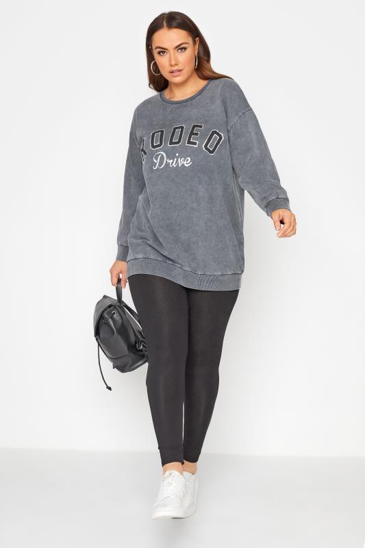 Plus Size Grey Acid Wash 'Rodeo Drive' Sweatshirt | Yours Clothing 2