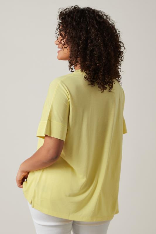 EVANS Plus Size Yellow V-Neck Modal Rich T-Shirt | Evans 4