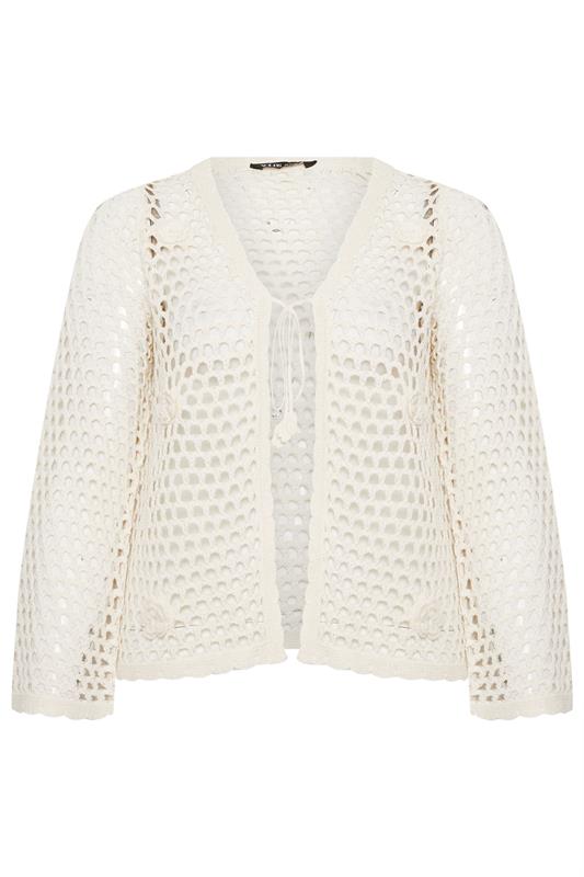 YOURS Plus Size Ivory White Flower Applique Cardigan | Yours Clothing 5