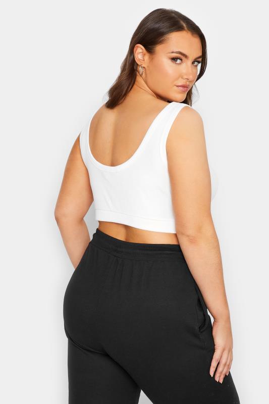 YOURS Plus Size White Ribbed Crop Top | Yours Clothing  4