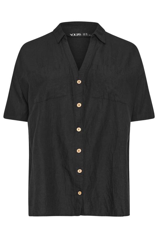 YOURS Plus Size Black Utility Linen Shirt | Yours Clothing 6