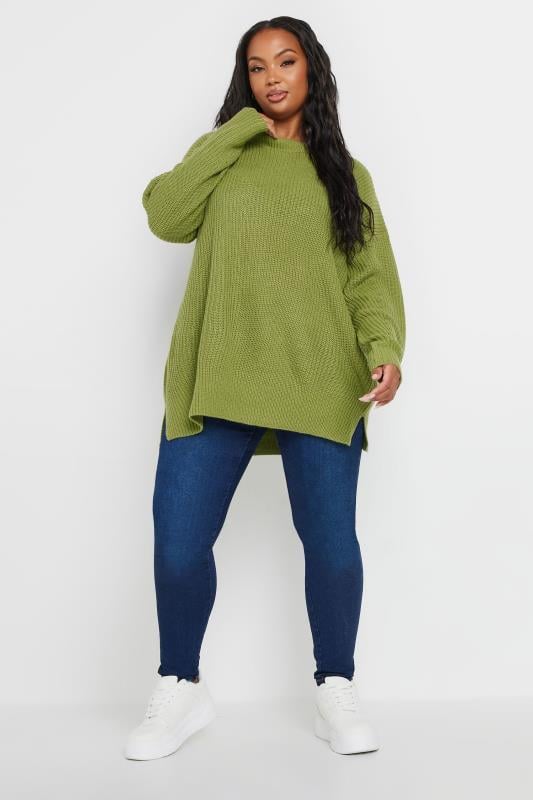 YOURS Plus Size Green Knitted Jumper | Yours Clothing 2