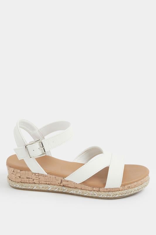 White Plaited Wedge Sandals In Wide E Fit  | Yours Clothing 2