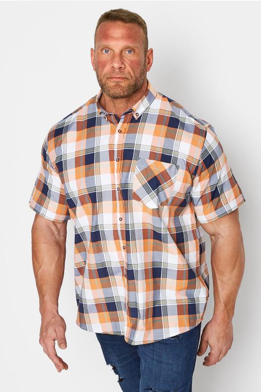 KAM Big & Tall Orange Large Check Print Shirt 1