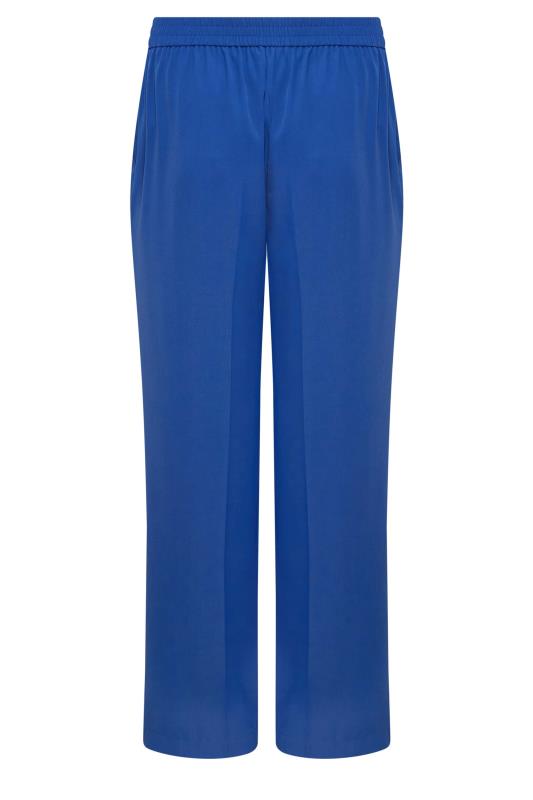 YOURS Plus Size Cobalt Blue Elasticated Waist Pull-On Wide Leg Trousers | Yours Clothing 6