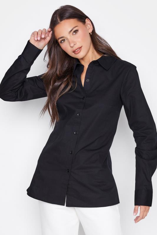 LTS Tall Black Fitted Cotton Shirt 1