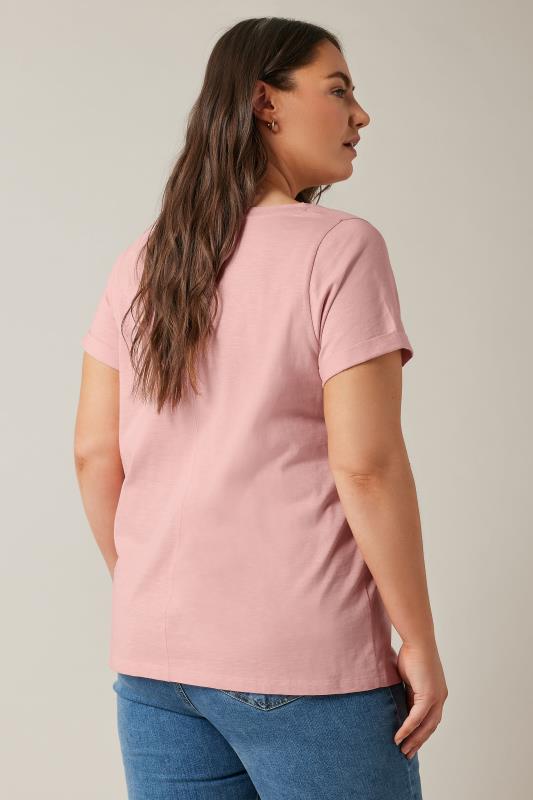 EVANS Plus Size Pink Pure Cotton T-Shirt | Yours Curve 4
