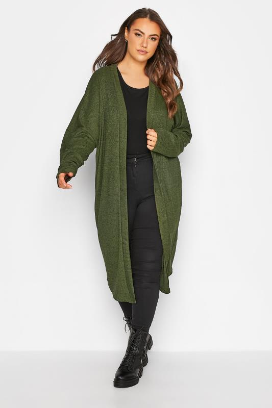 Plus Size Green Ribbed Maxi Cardigan | Yours Clothing 2
