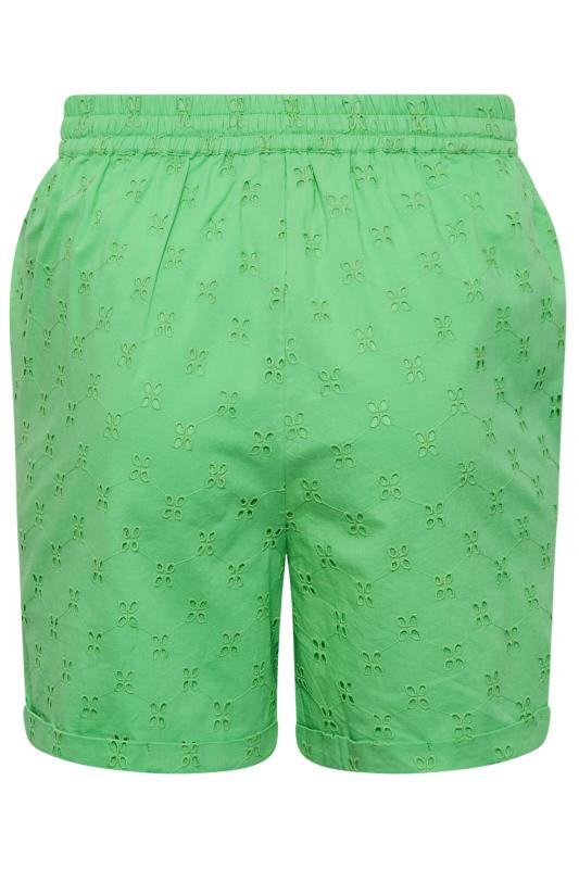 LIMITED COLLECTION Plus Size Green Broderie Anglaise Shorts | Yours Clothing 7